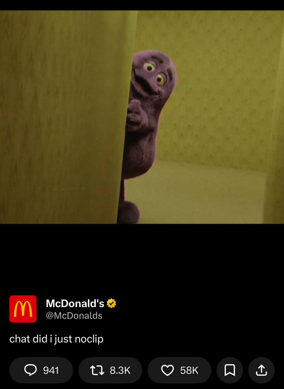 Grimace no-clip meme